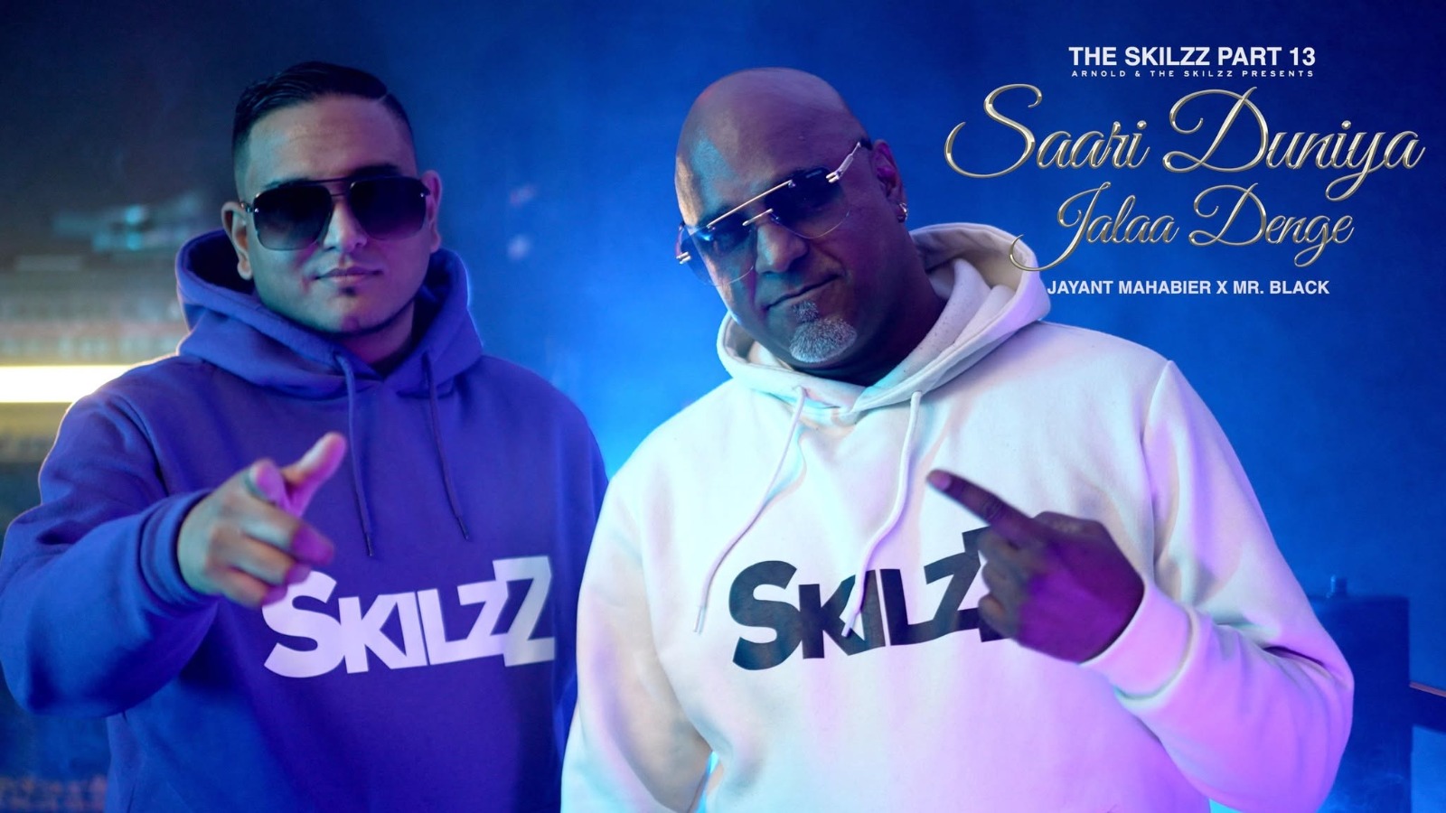Skilzz artiesten in Skilzz-hoodies tijdens een videoshoot