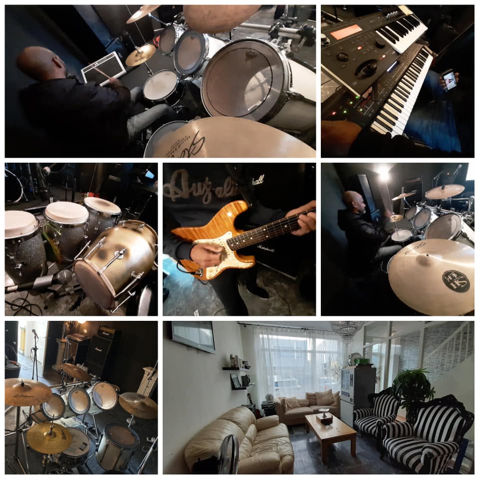 Collage van de Skilzz oefenruimtes, backline en lounge